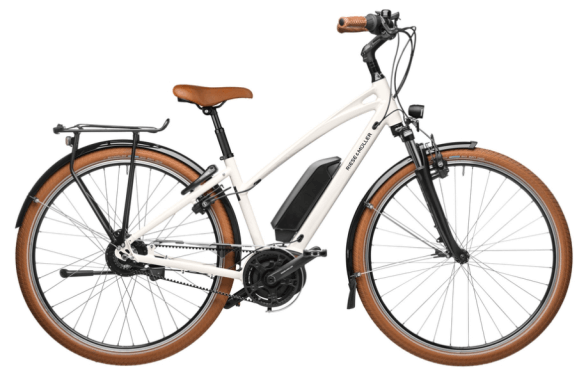 Електрически велосипед RM Cruiser Mixte vario 50 cm '22 в кремав цвят (500Wh, Intuvia, чанта с рамка, с чанта за заключване)