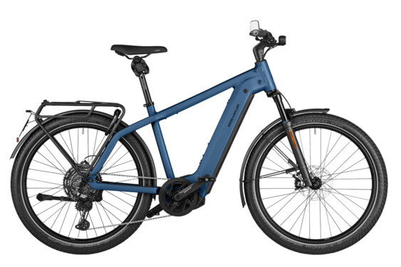 Електрически велосипед RM Charger4 GT touring HS HE56 cm '25, син (750Wh, кокпит, Kiox 300, комплект Comfort, GX, преден багажник, заключване с чанта)